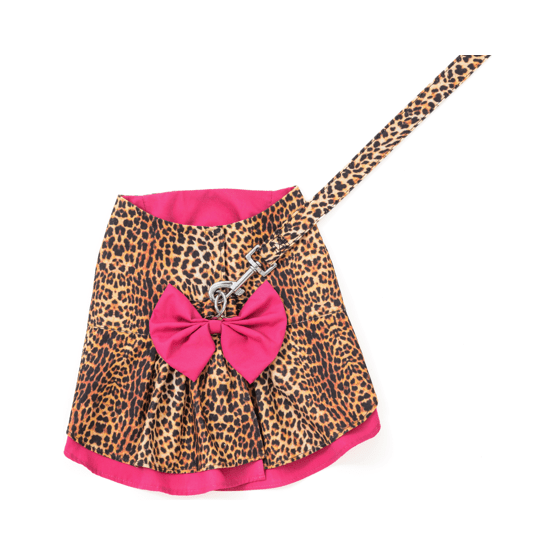 Leopard In Pink Dog Harness Dres